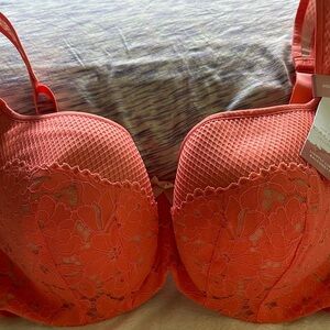 Cacique Vibrant Orange Lace Bra